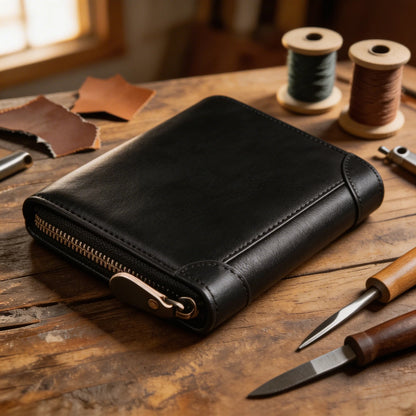 Men's Cowhide Zipper Wallet