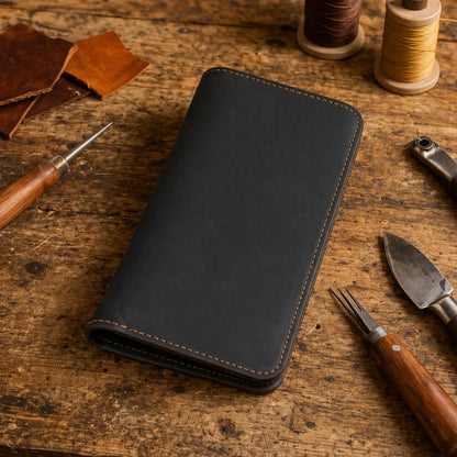 Unisex Cowhide Checkbook Wallet