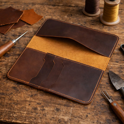 Unisex Cowhide Checkbook Wallet