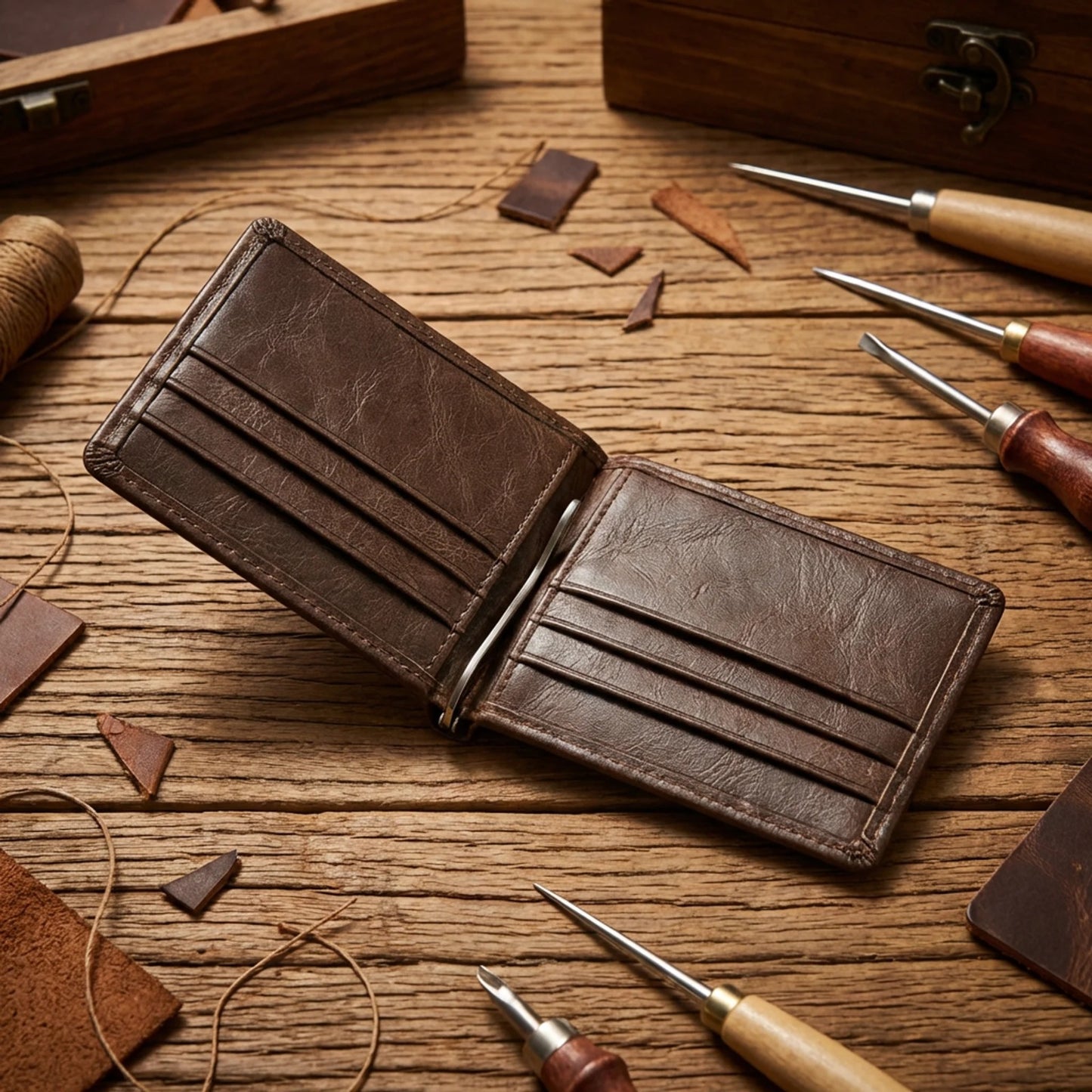 Men's Cowhide Money Clip Wallet